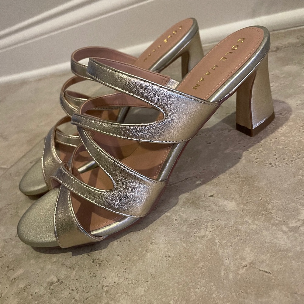 New Cole Haan metallic heels